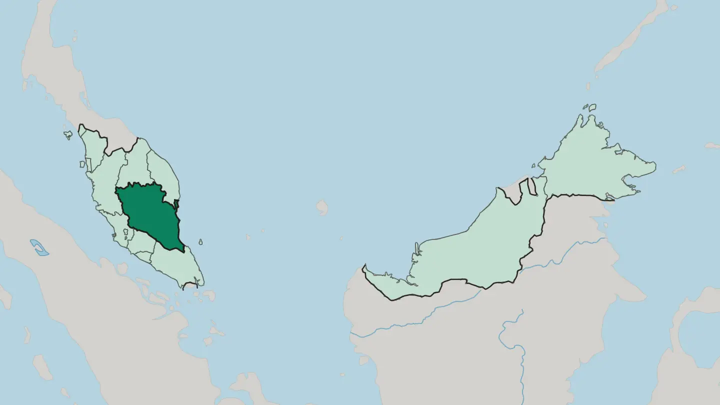Map of Pahang in Malaysia