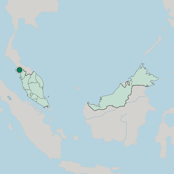 Map showing Kangar — In Malaysia