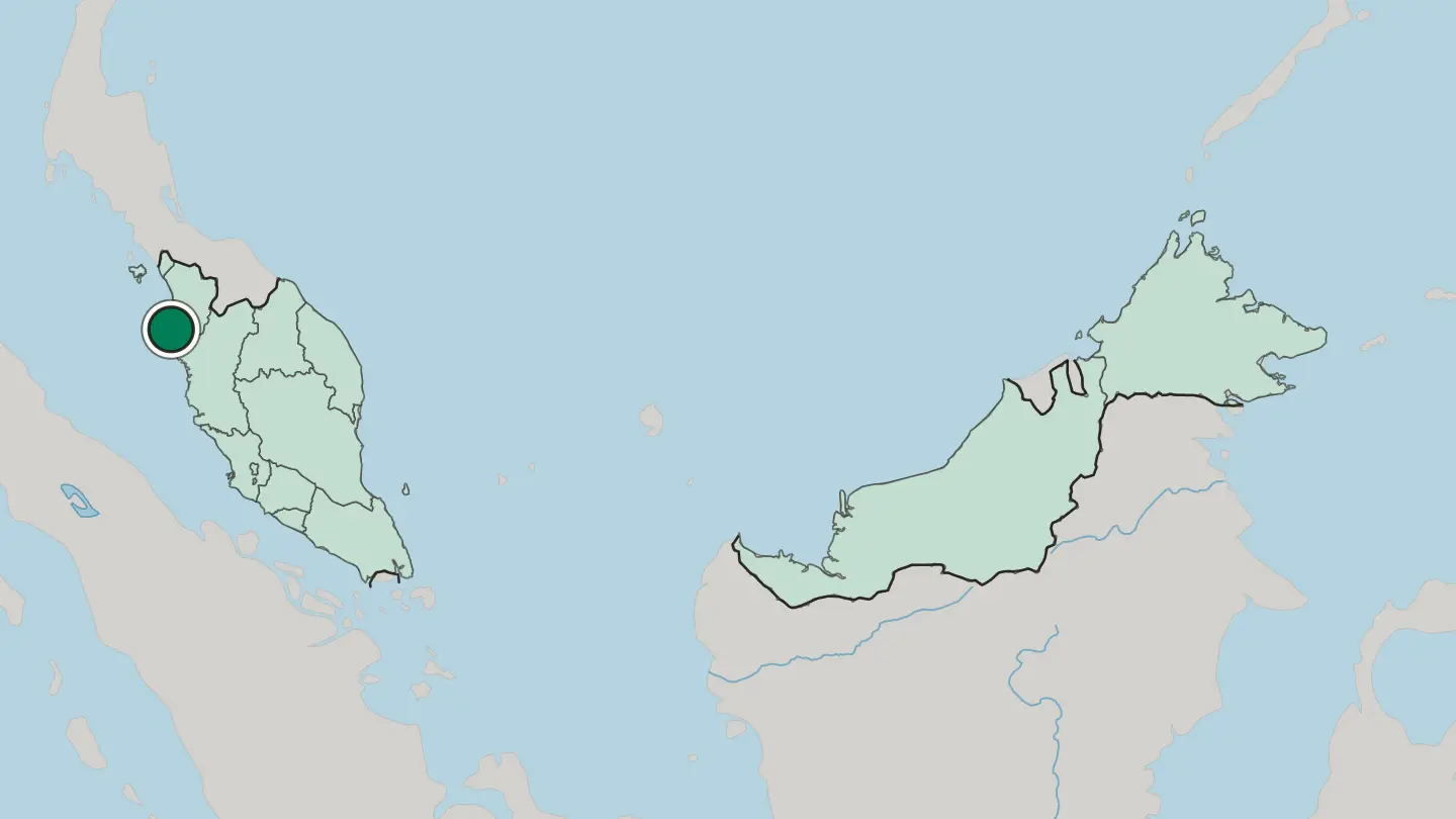 Map of George Town in Malaysia