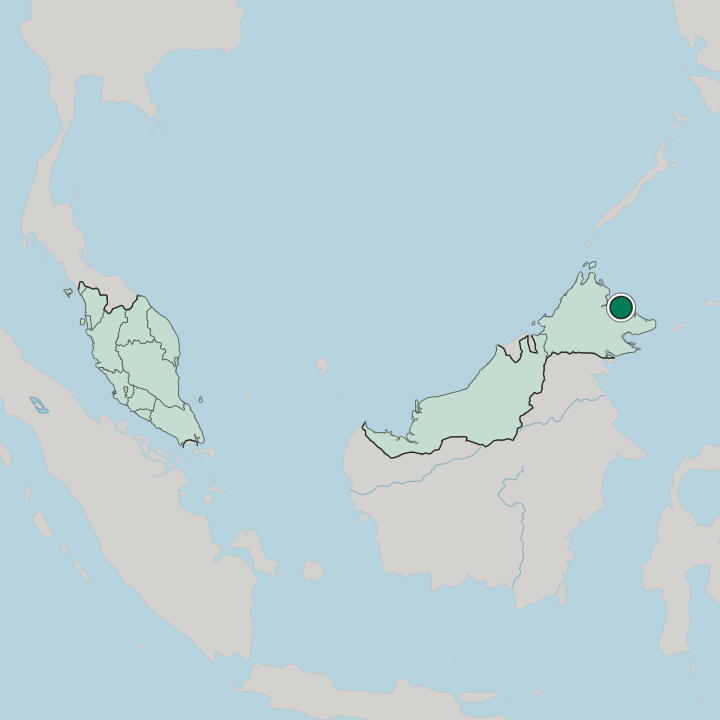 Map showing Sandakan — In Malaysia