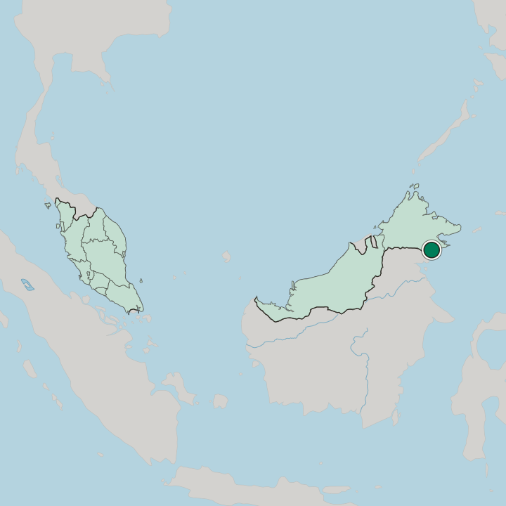 Map showing Tawau — In Malaysia