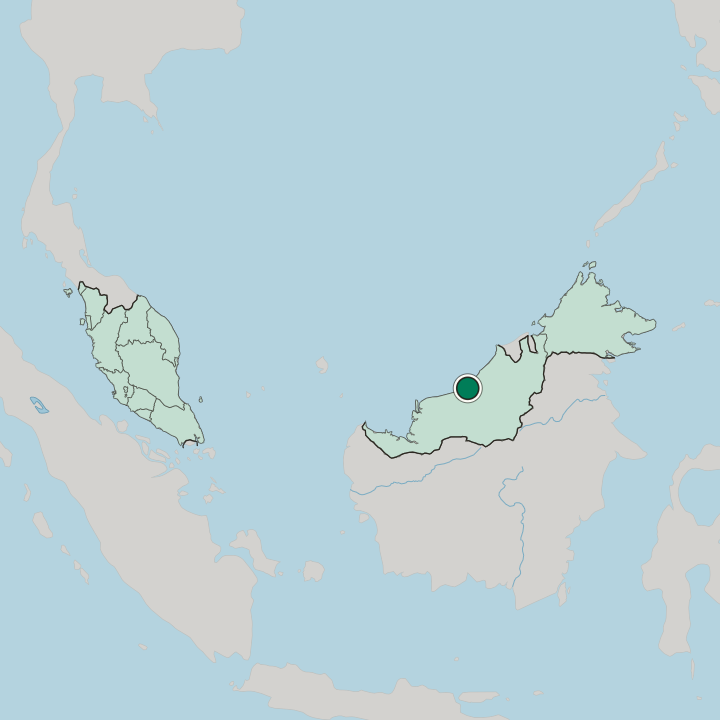 Map showing Bintulu — In Malaysia