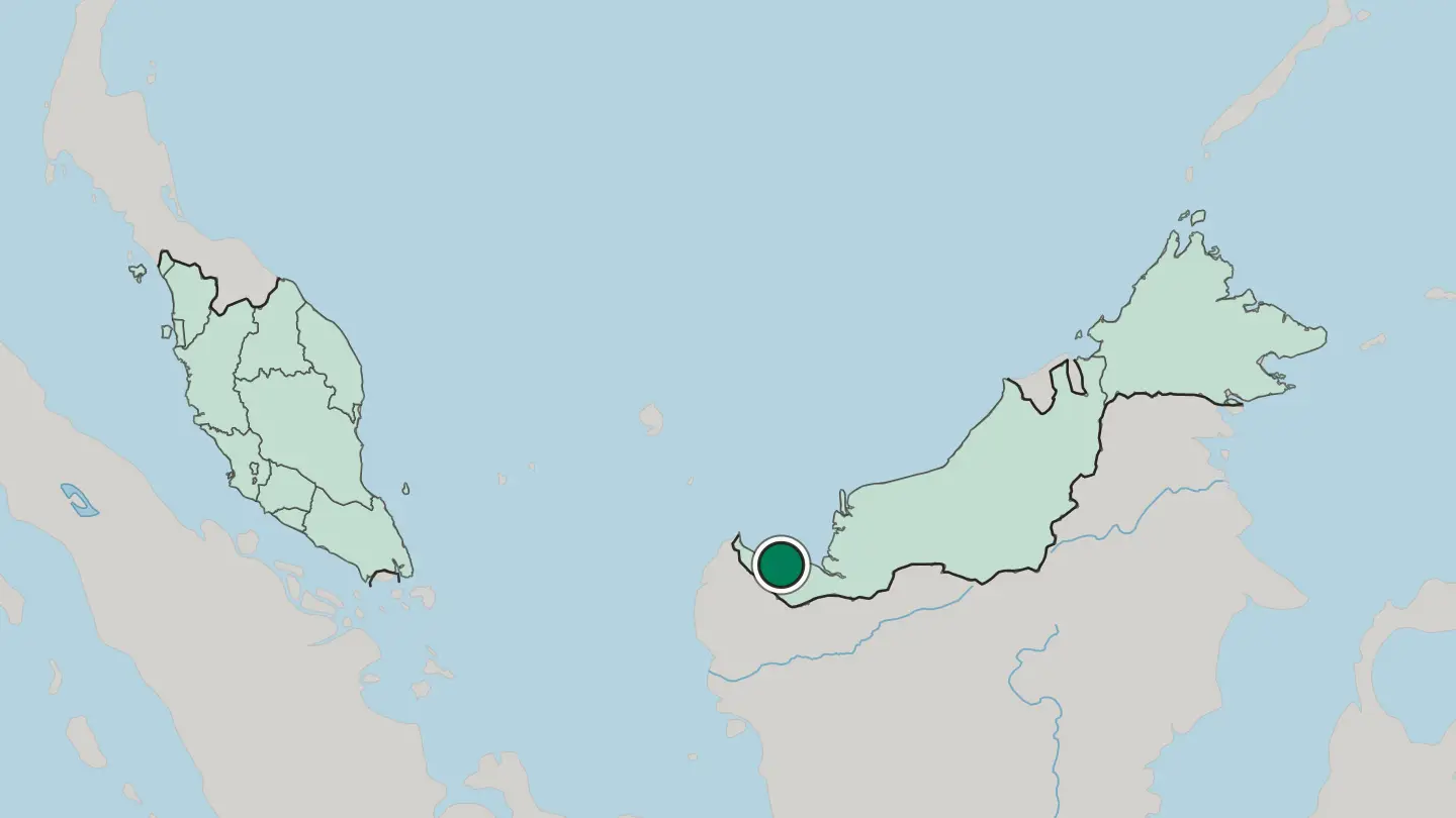 Map of Kuching in Malaysia