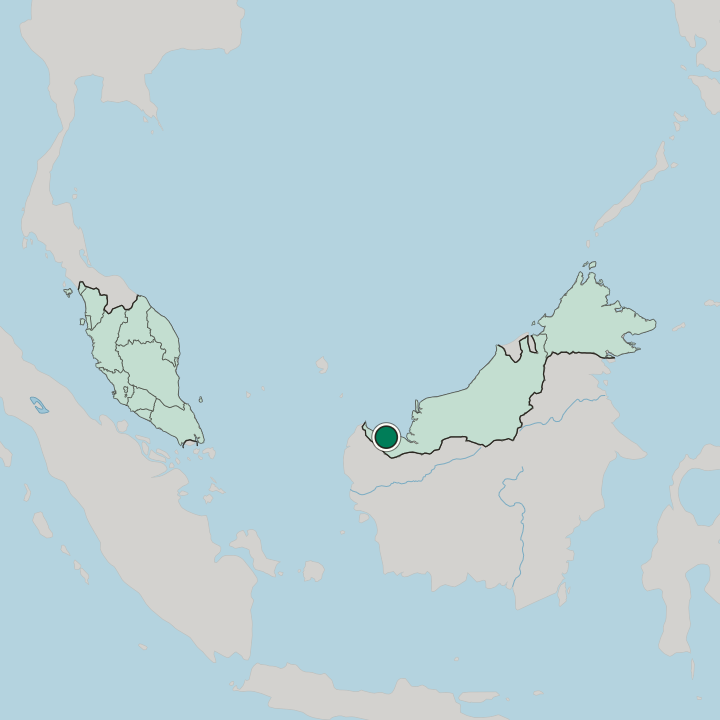 Map showing Kuching — In Malaysia