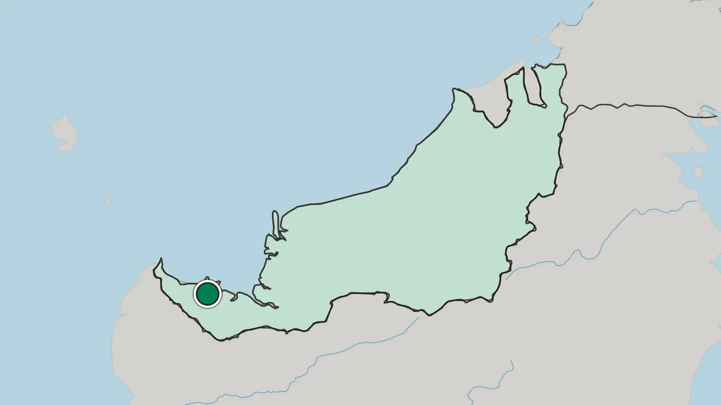 Map of Kuching in Malaysia