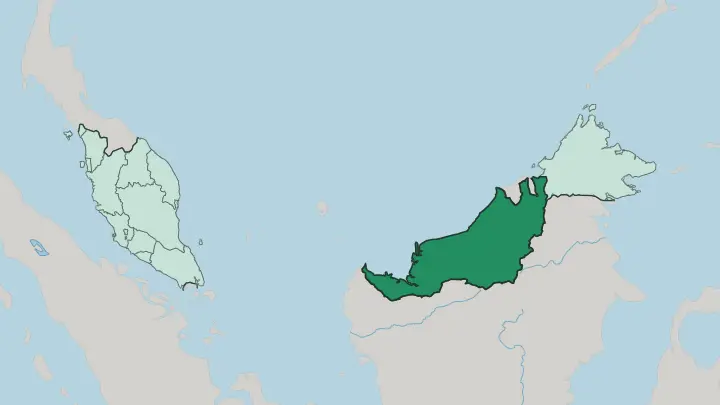 Map of Sarawak in Malaysia