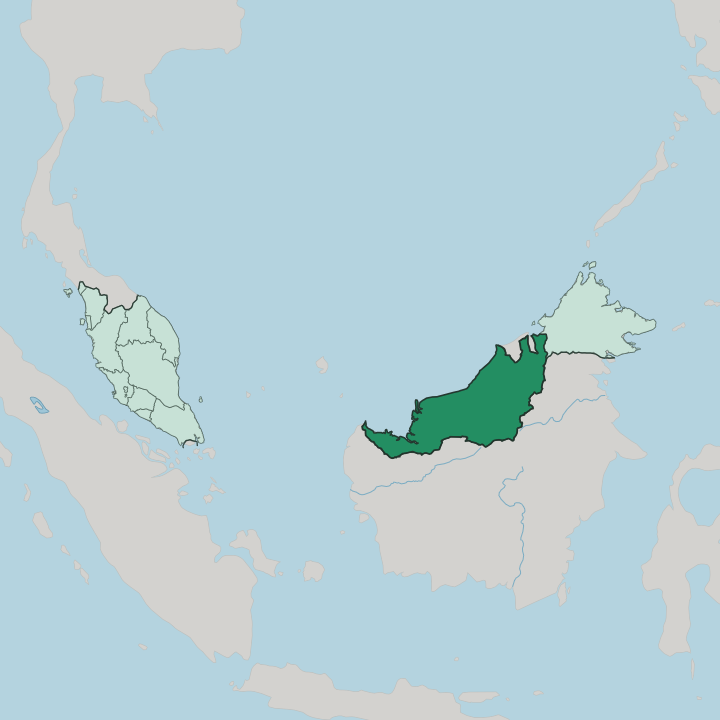 Map showing Sarawak — In Malaysia