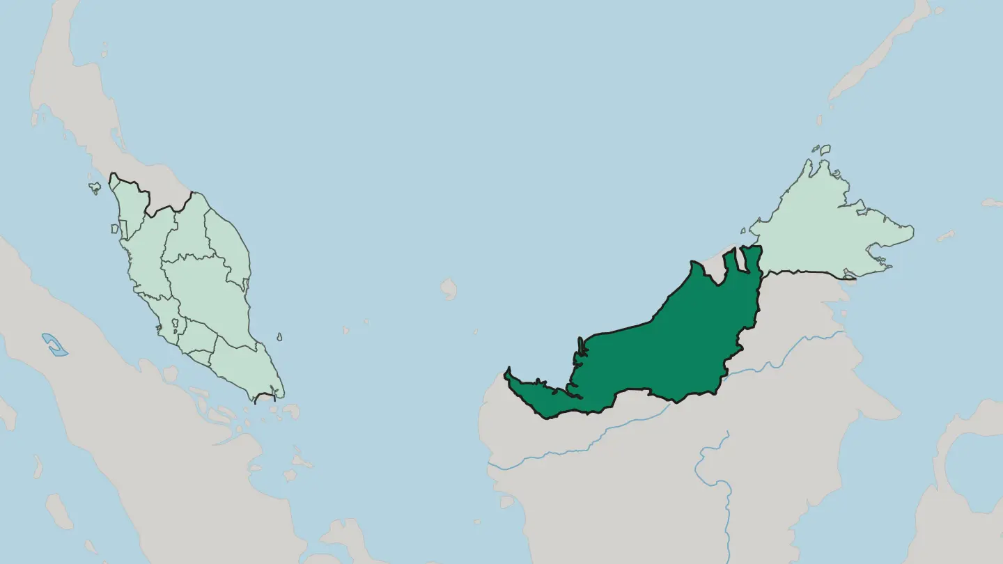 Map of Sarawak in Malaysia