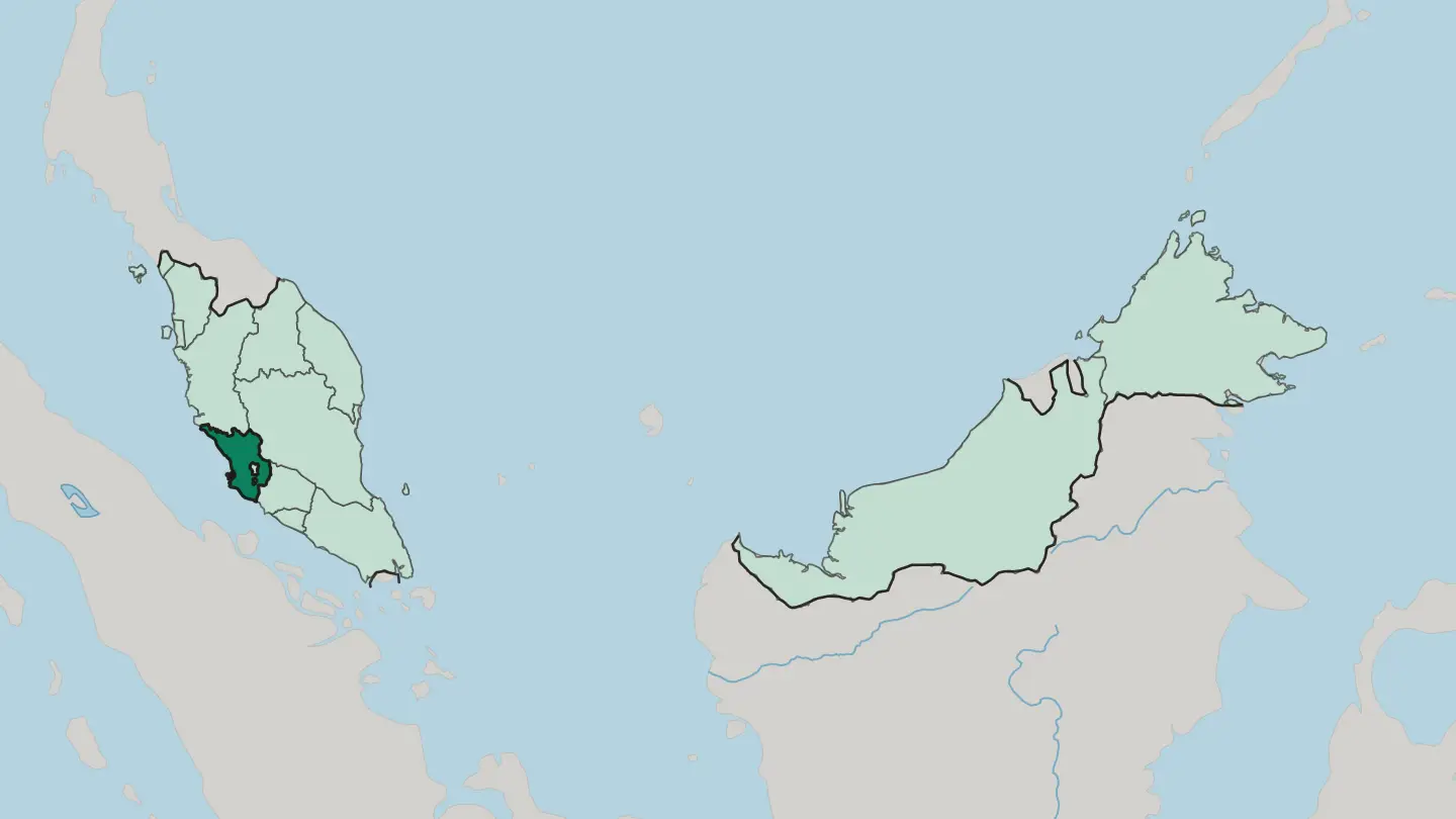 Map of Selangor in Malaysia