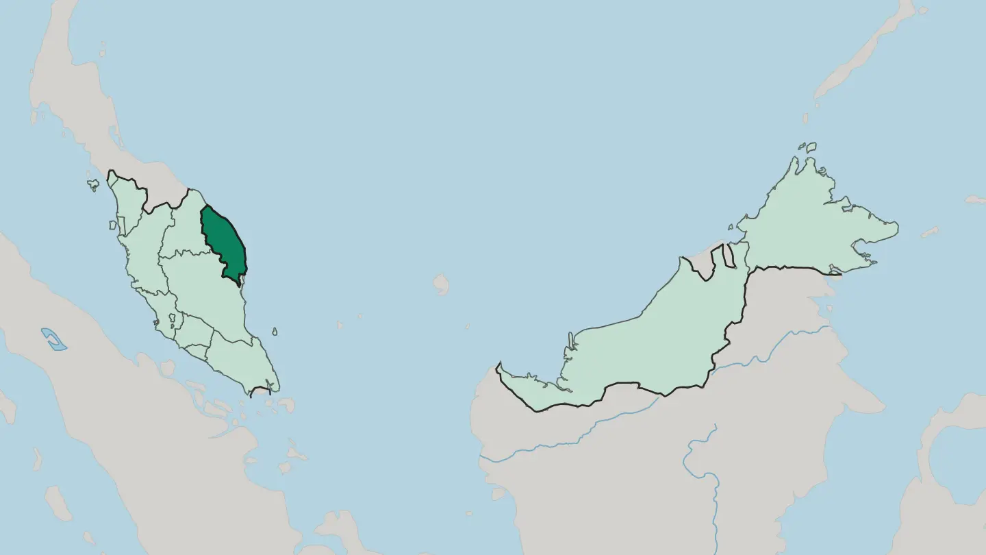 Map of Terengganu in Malaysia
