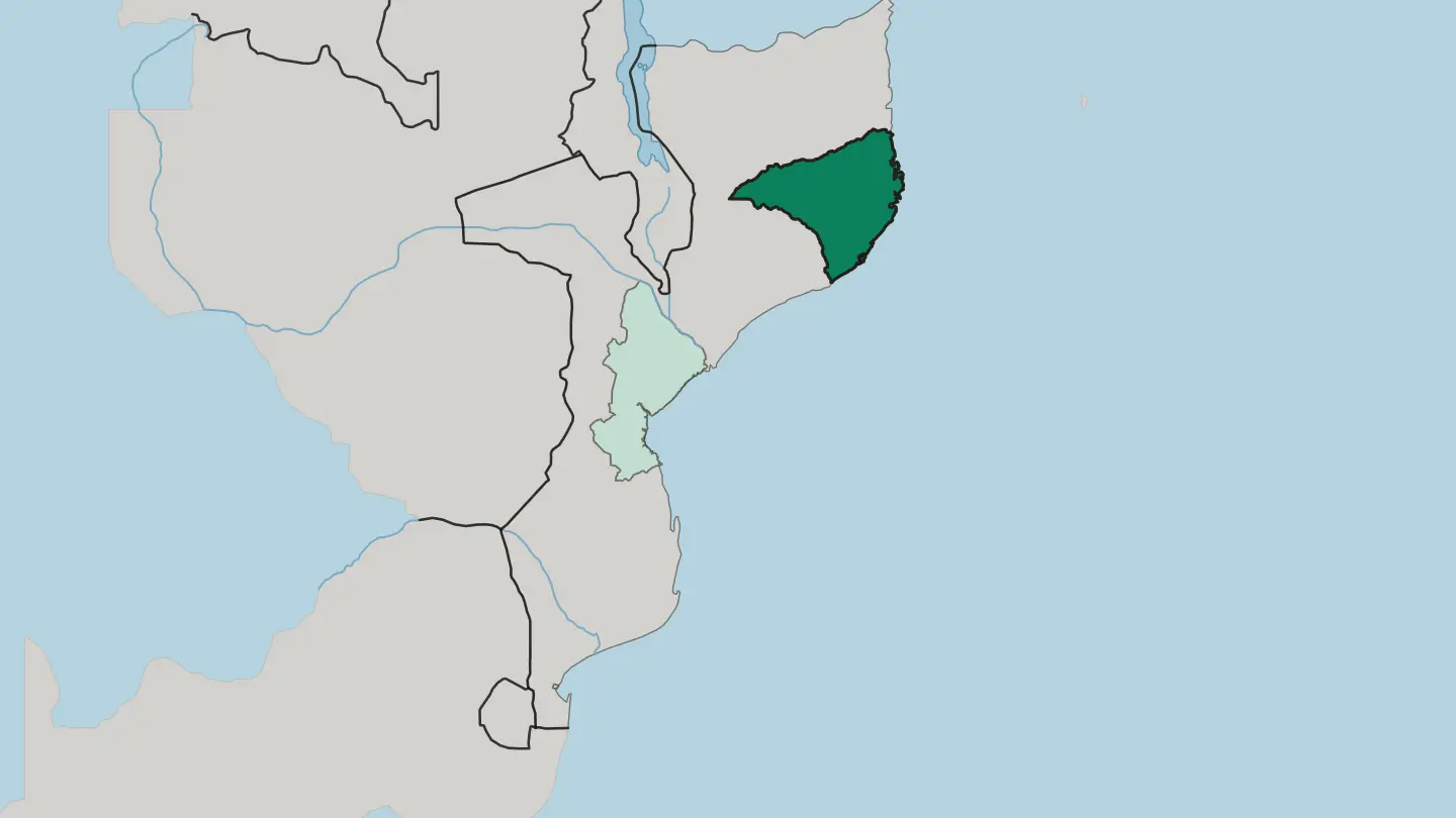 Map of Nampula in Mozambique
