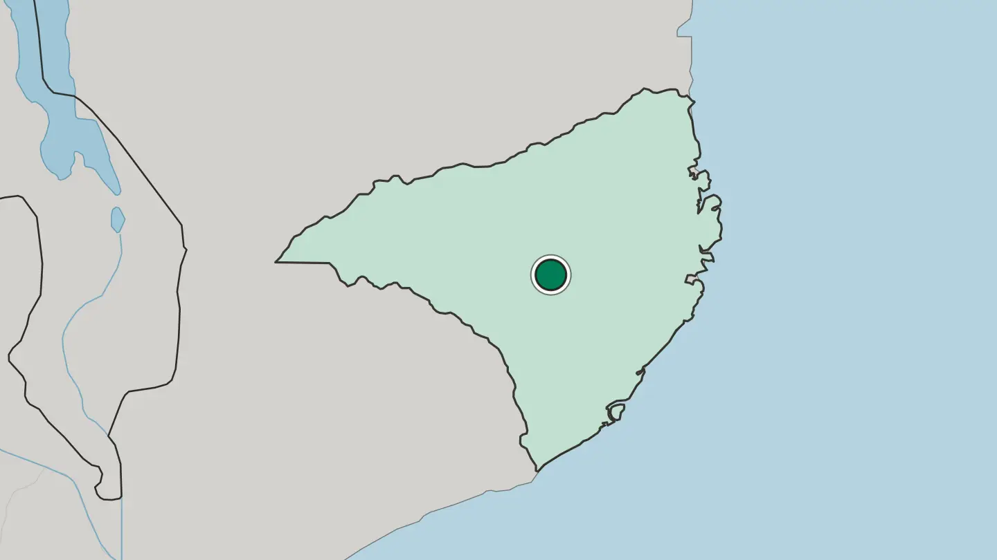Map of Nampula in Mozambique