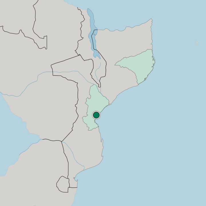 Map showing Beira — In Mozambique