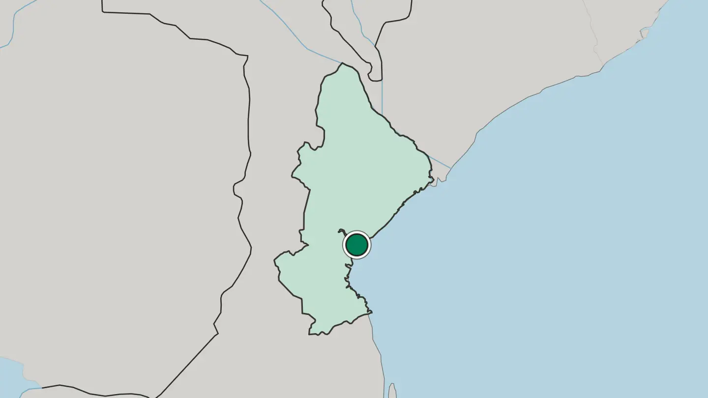 Map of Beira in Mozambique