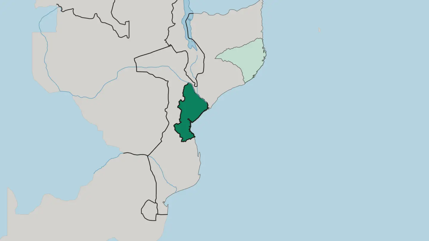 Map of Sofala Province in Mozambique