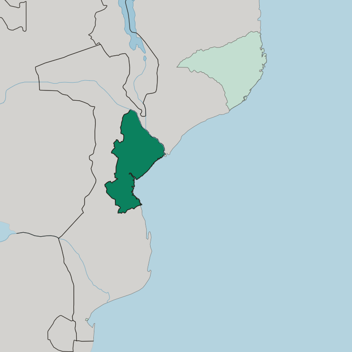 Map showing Sofala Province — In Mozambique
