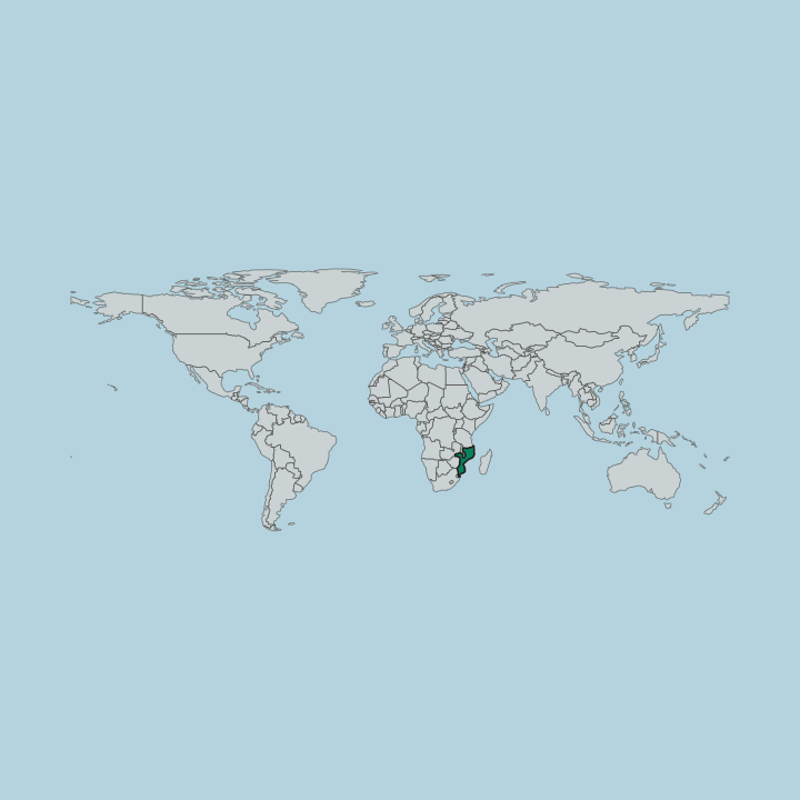 Map showing Mozambique — Worldwide