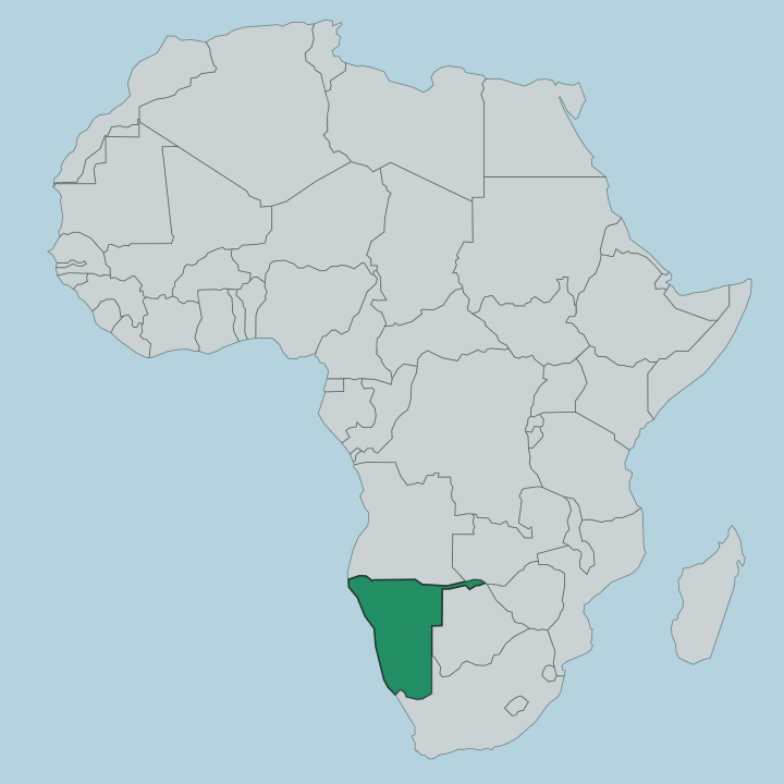 Map showing Namibia — In Africa