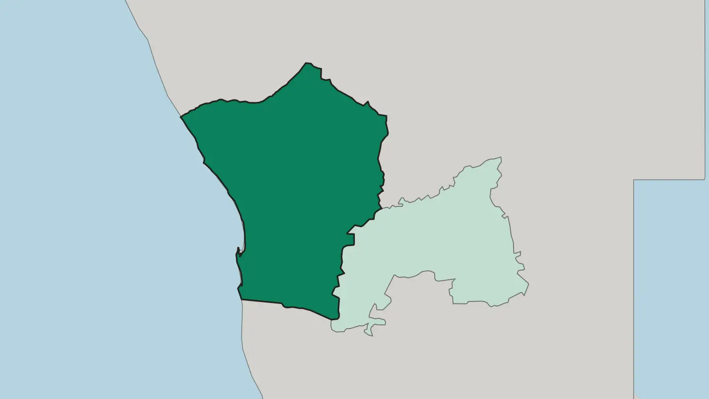 Map of Erongo in Namibia