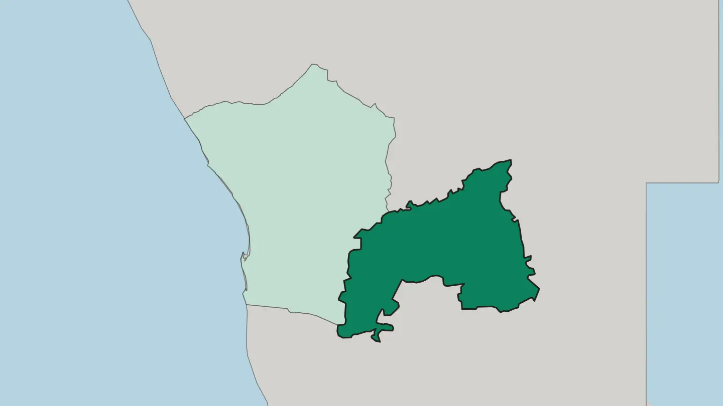 Map of Khomas in Namibia