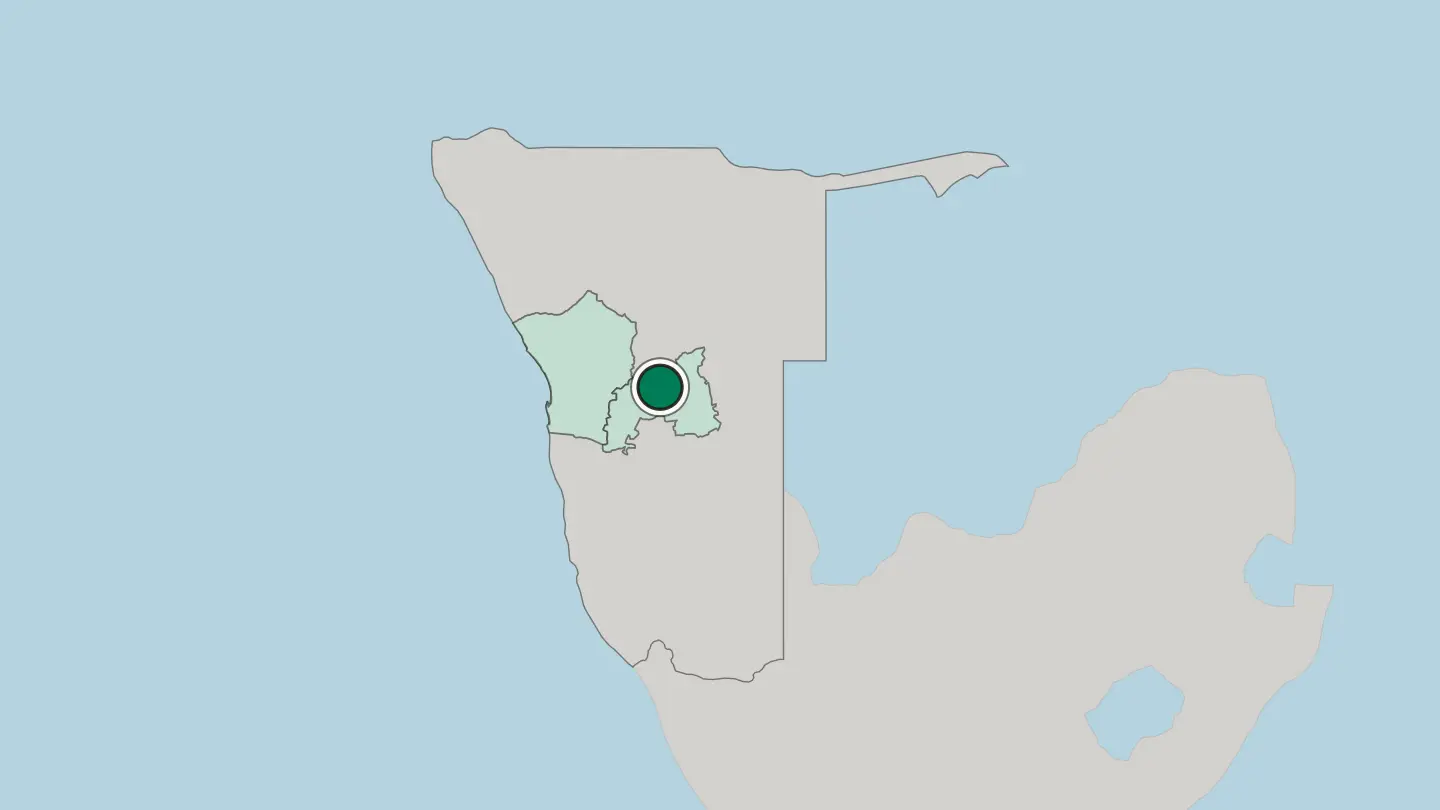 Map of Windhoek in Namibia