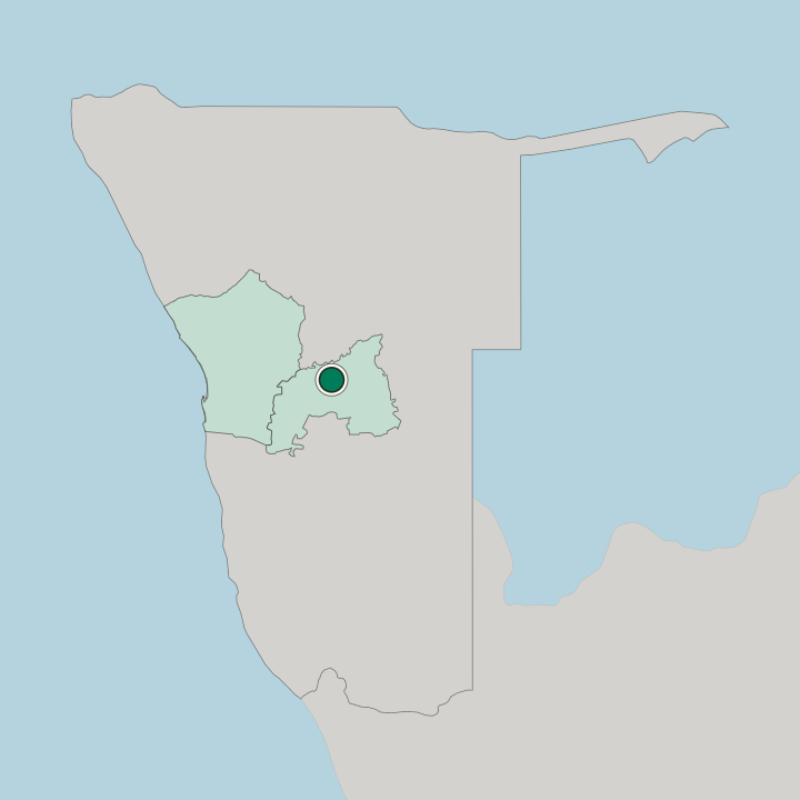 Map showing Windhoek — In Namibia