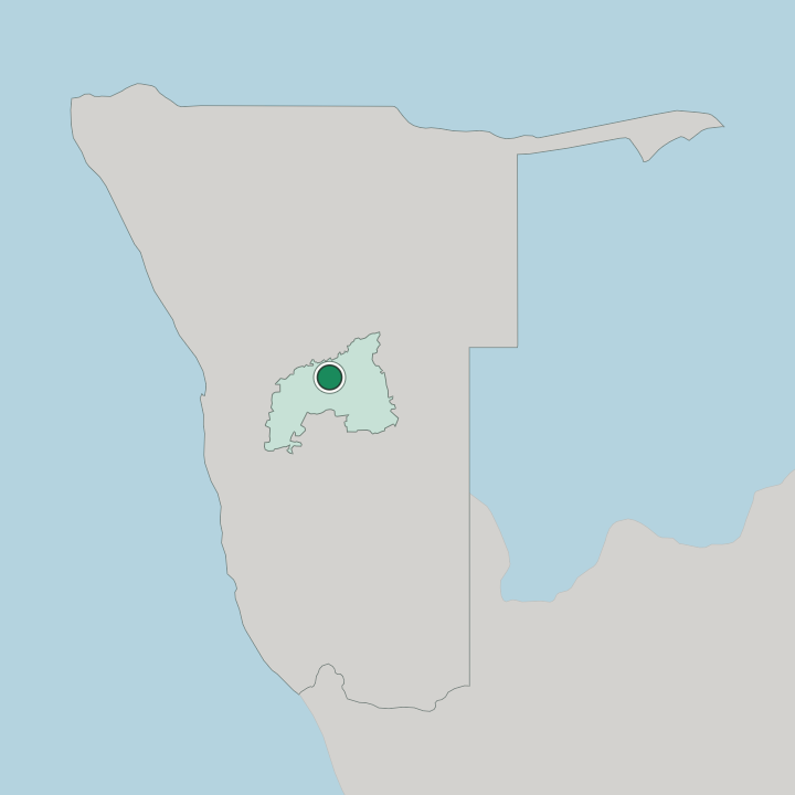 Map showing Windhoek — In Namibia