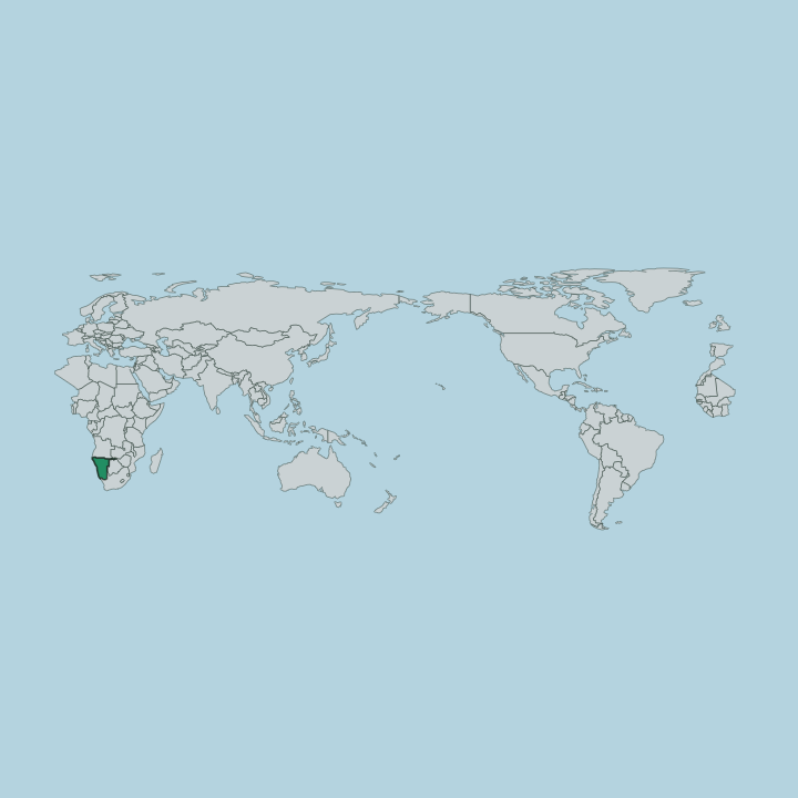 Map showing Namibia — Worldwide