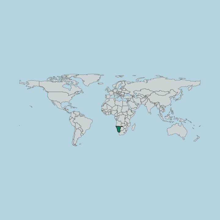 Map showing Namibia — Worldwide