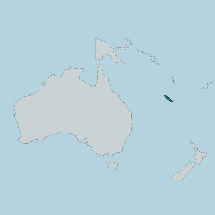 Map showing New Caledonia — In Oceania