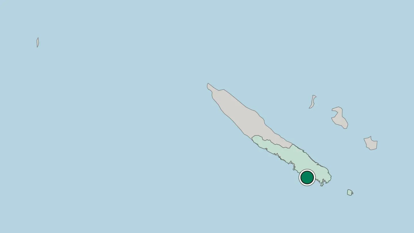 Map of Nouméa in New Caledonia