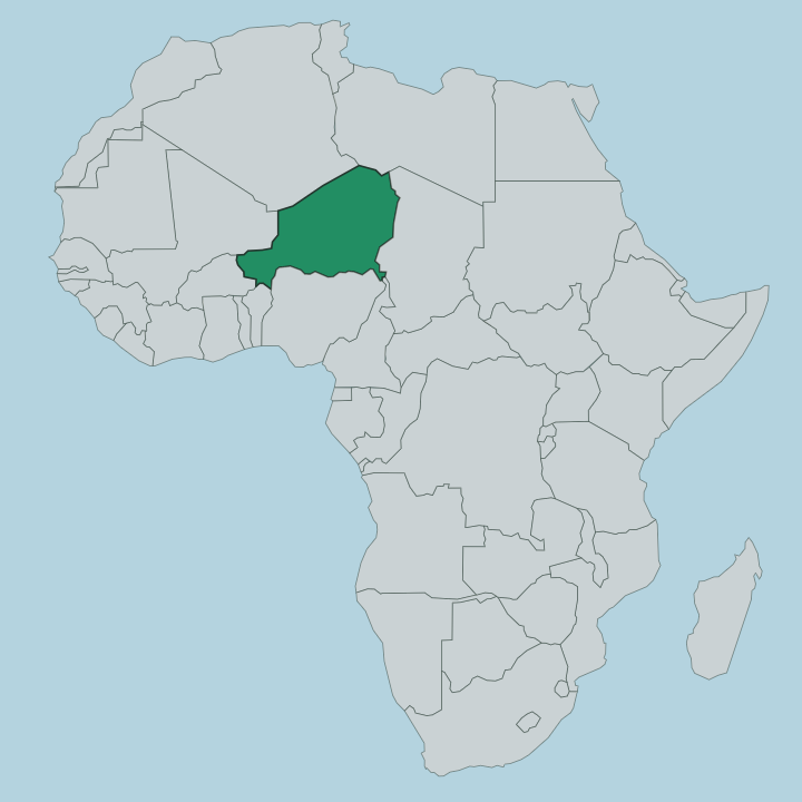 Map showing Niger — In Africa