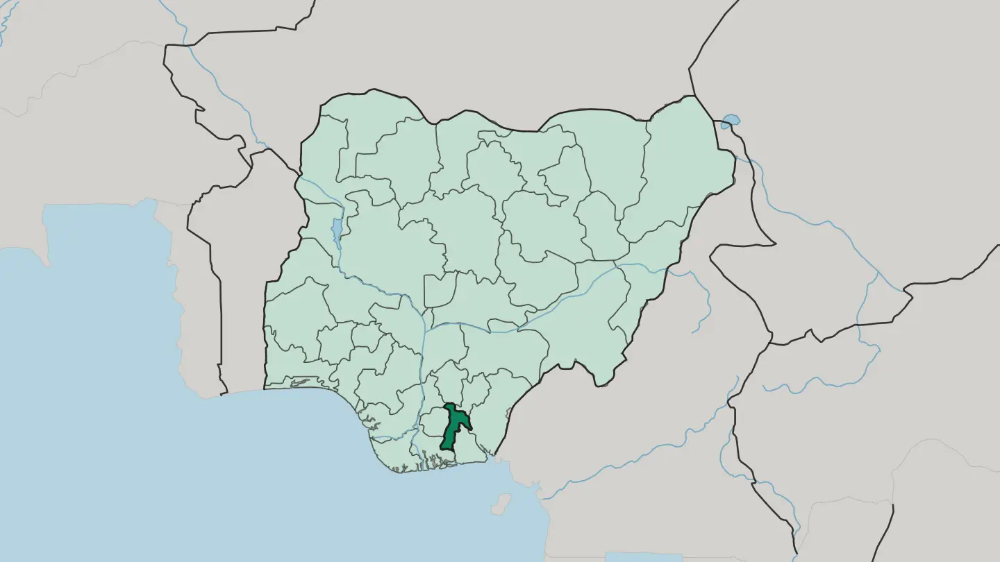 Map of Abia State in Nigeria