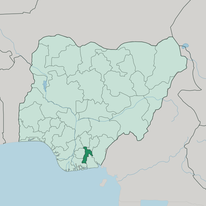 Map showing Abia State — In Nigeria