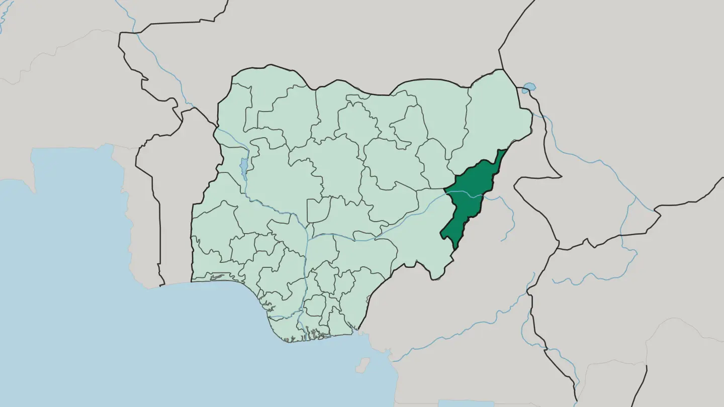 Map of Adamawa State in Nigeria