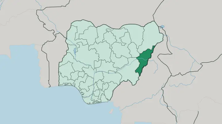 Map of Adamawa State in Nigeria