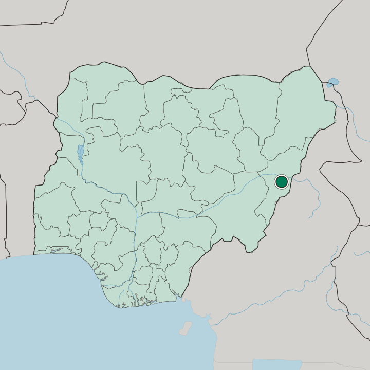 Map showing Yola — In Nigeria
