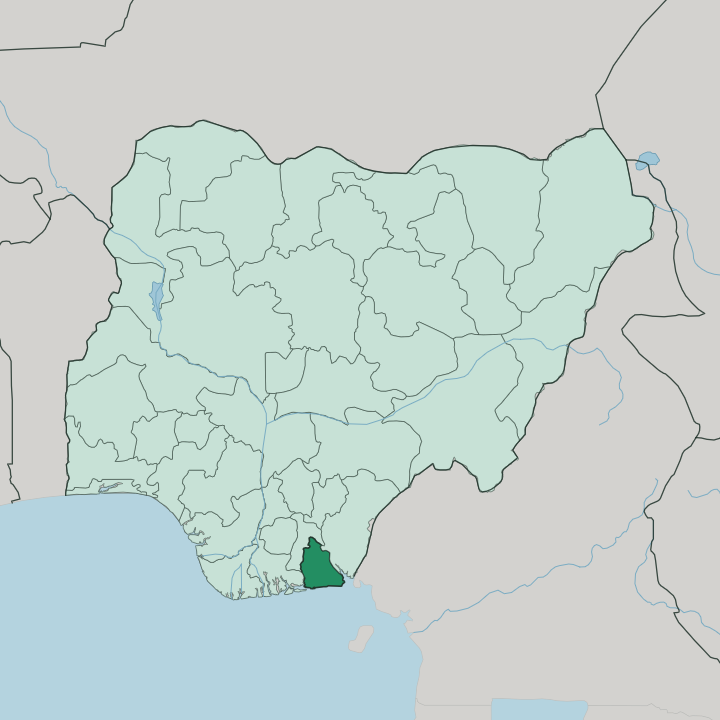 Map showing Akwa Ibom State — In Nigeria
