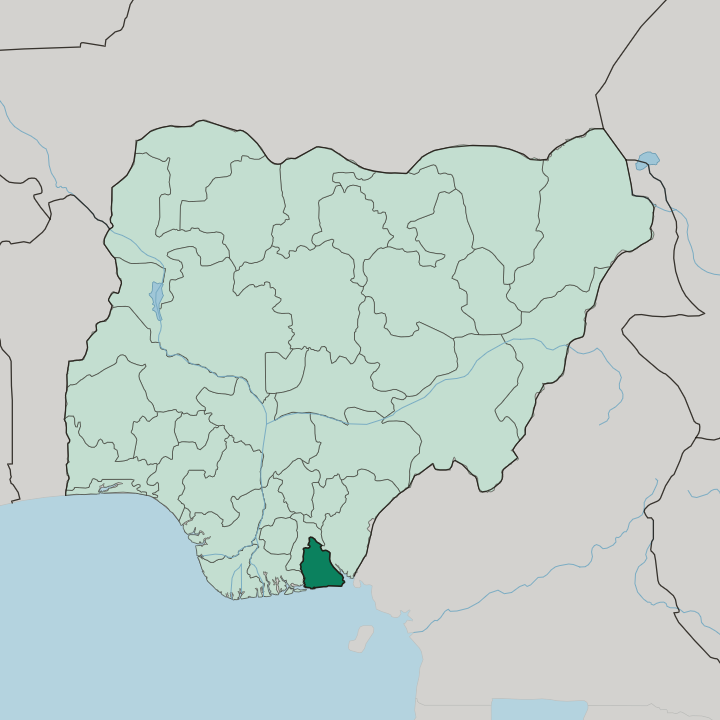 Map showing Akwa Ibom State — In Nigeria