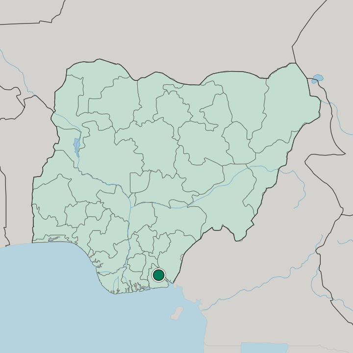 Map showing Uyo — In Nigeria