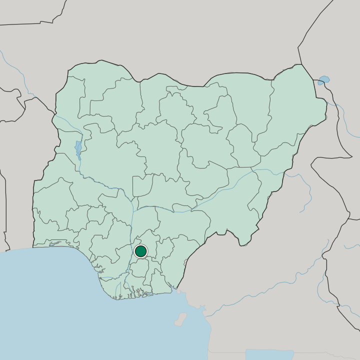 Map showing Awka — In Nigeria