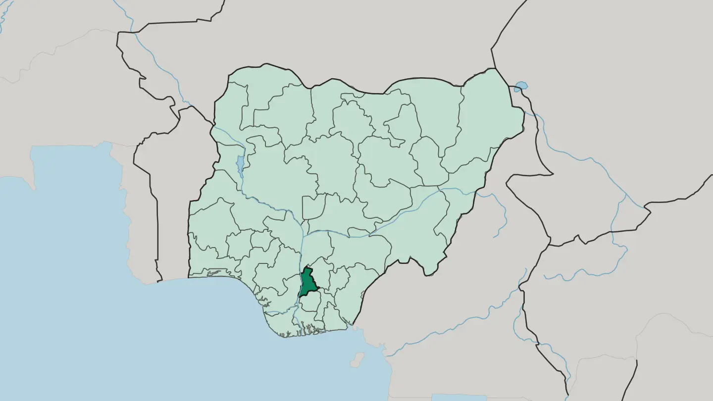 Map of Anambra State in Nigeria