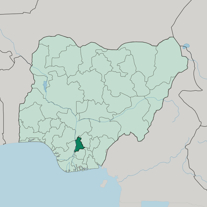 Map showing Anambra State — In Nigeria