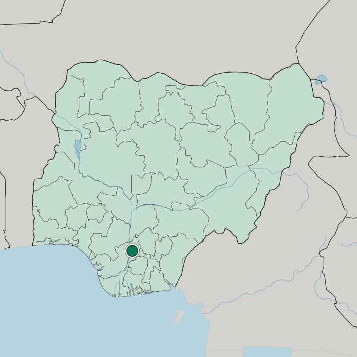 Map showing Onitsha — In Nigeria
