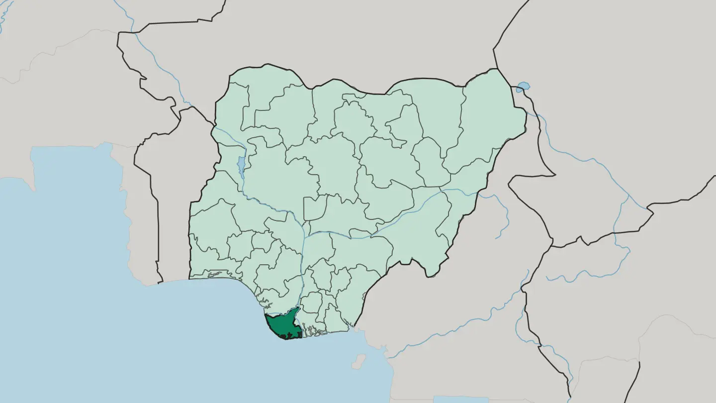 Map of Bayelsa State in Nigeria