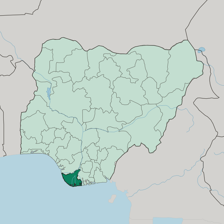 Map showing Bayelsa State — In Nigeria