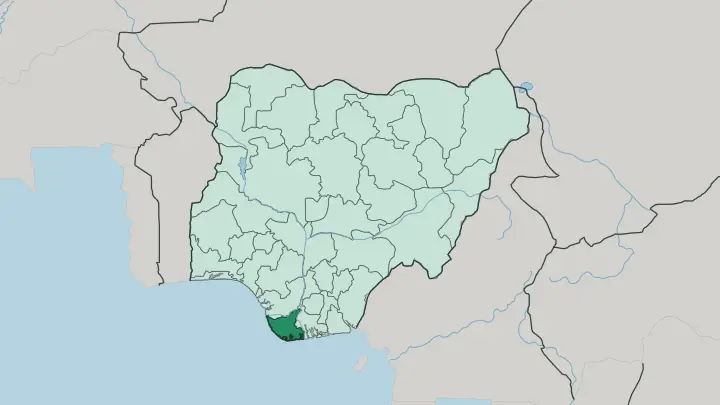 Map of Bayelsa State in Nigeria