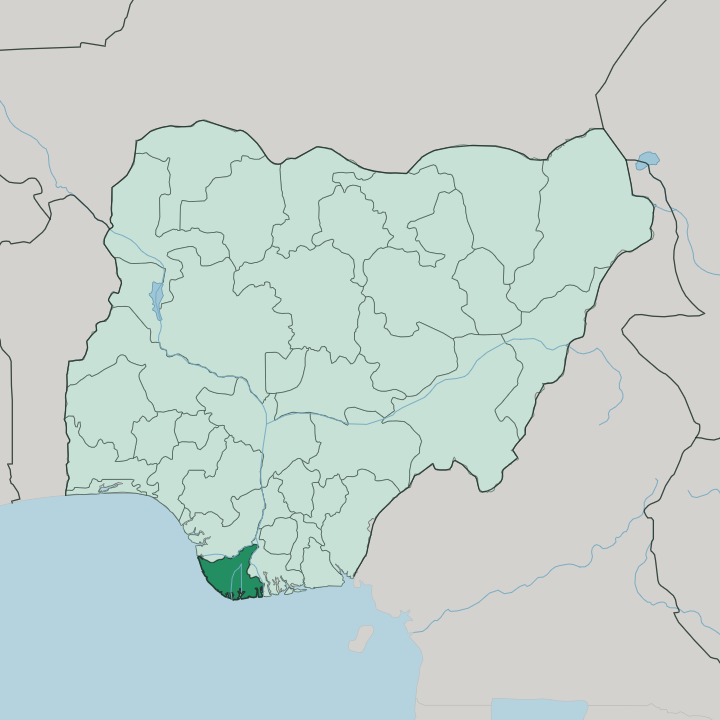 Map showing Bayelsa State — In Nigeria