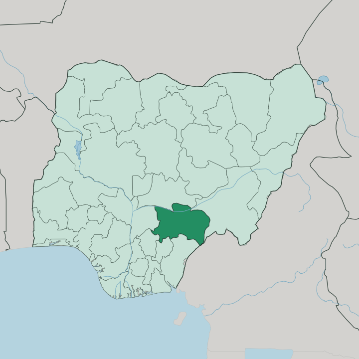 Map showing Benue State — In Nigeria