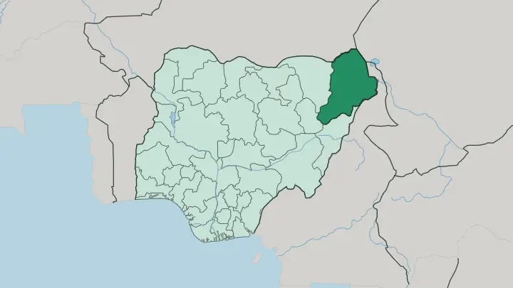 Map of Borno State in Nigeria
